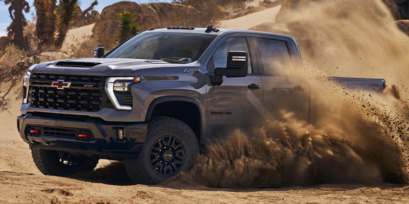 2025 Chevrolet Silverado angled-sideview in the desert.