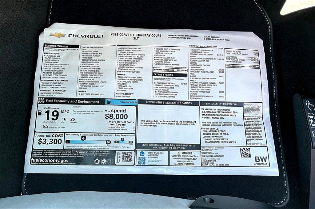 2026 Chevrolet Corvette Stingray 2LT